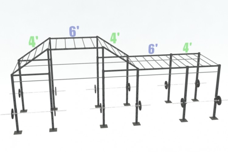 14ft Cross RigZilla with 6ft add-on, 4ft add-on and (8) Monkey Bars