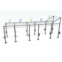 24ft Cross Rig with (1) 4ft Level Up and (16) Monkey Bars