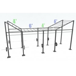 20ft Cross Rig with (1) 4ft Level up, (1) 6ft Level up and (8) Monkey Bars