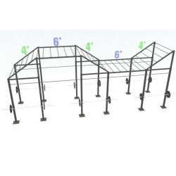 14ft Cross RigZilla with (1) 6ft add-on, (1) 4ft add-on with Level Up and (5) Monkey Bars